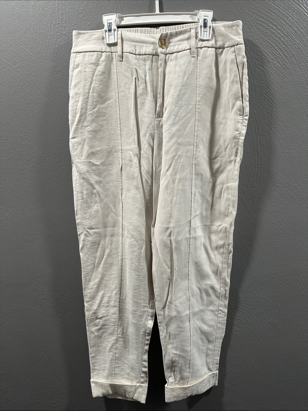 a new day Cream Straight Leg Pants with Tailored Crease